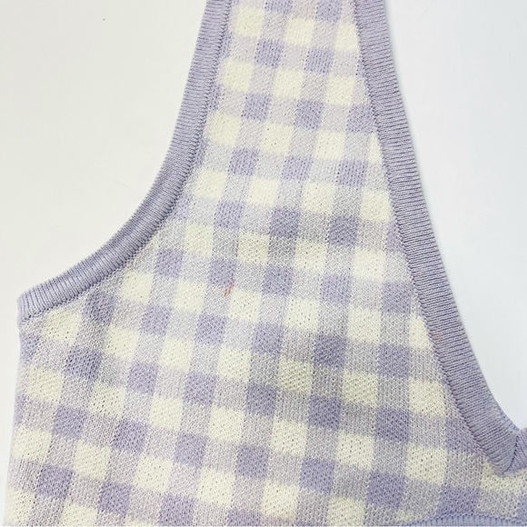 ZARA Lavender Gingham Knit Bralette Crop Top – Coquette Balletcore – S - Picture 5 of 7